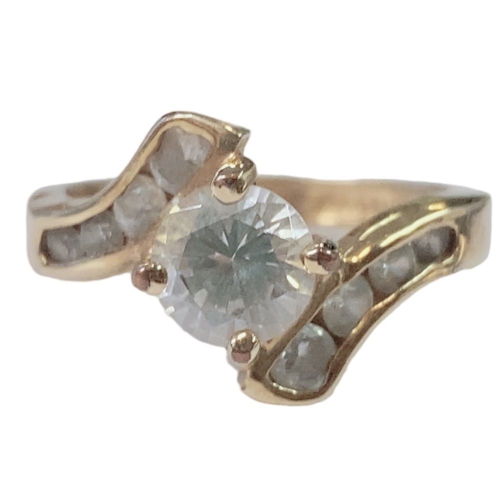 14K Hard Gold Electroplated CZ Ring Sz 7‎